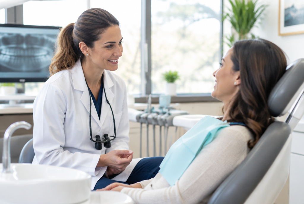 Dentist explaining treatment to a patient